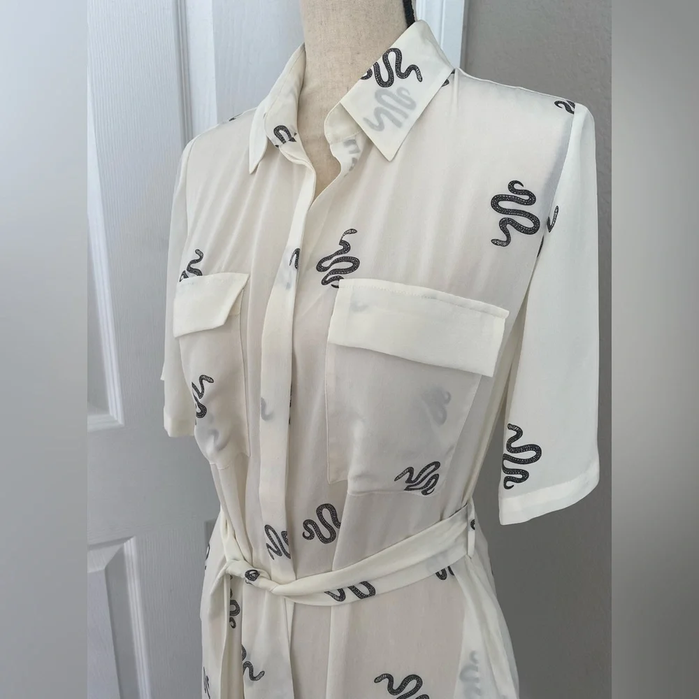 L’agence 100% Silk Snake Chain Print Dress and Shirt Size Small - Picture 3 of 10